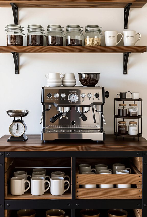 efficient coffee bar storage