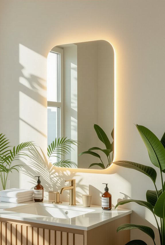 sophisticated ambient backlit mirrors