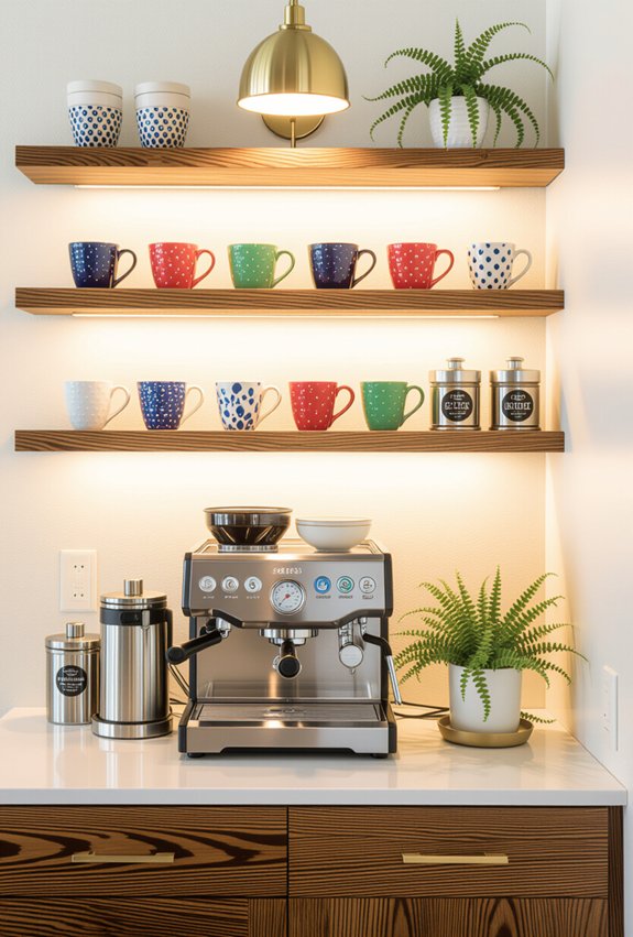 stylish coffee cup display