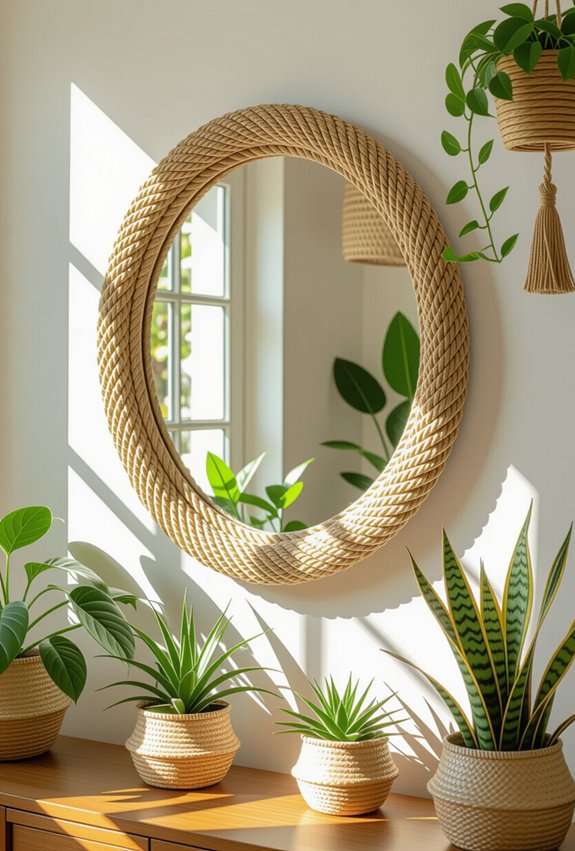 twine wrapped mirror decor project
