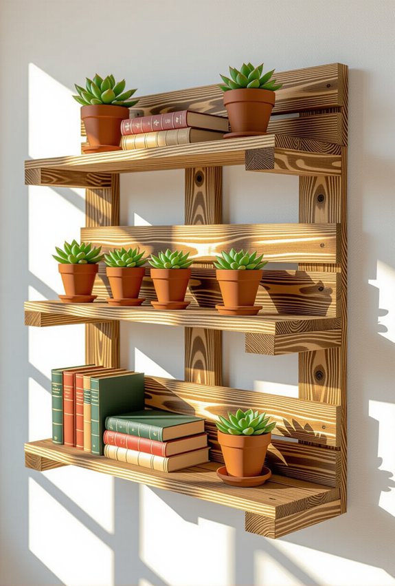 upcycled rustic wooden shelves