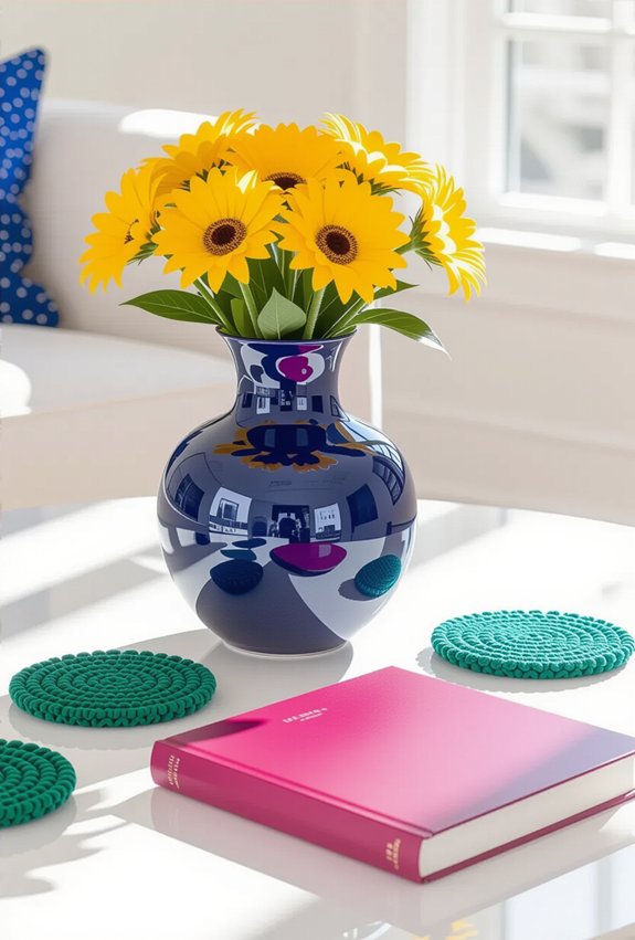 vibrant accents enhance decor