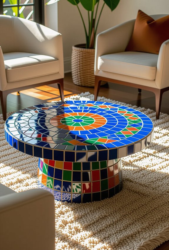 vibrant artistic mosaic tables