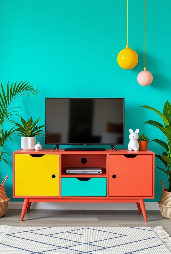 vibrant colorful tv units