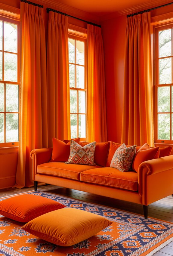 warm orange textile accents