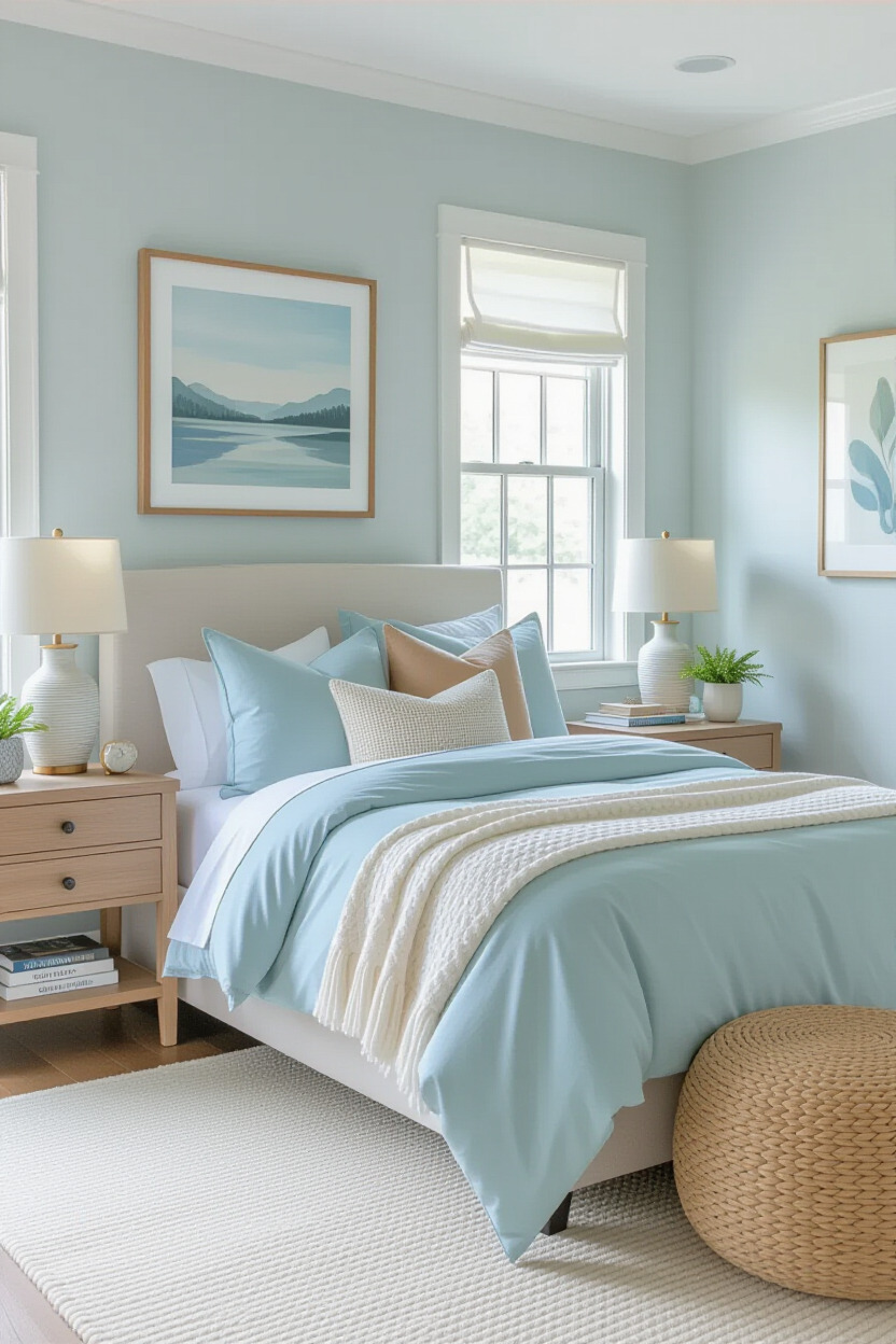 Soft color palette for a cozy bedroom.
