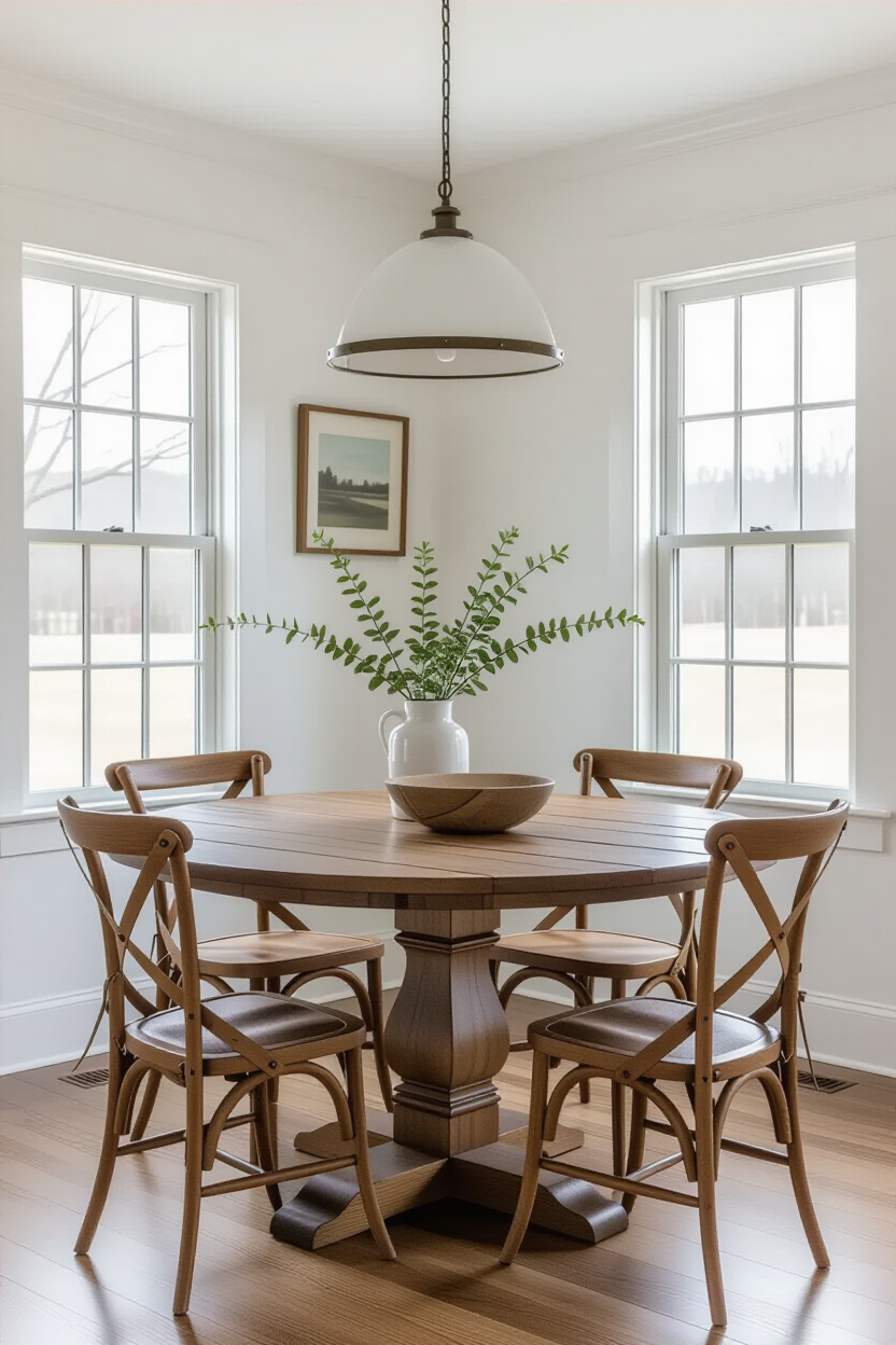 Classic wooden dining chairs in a cozy dining room