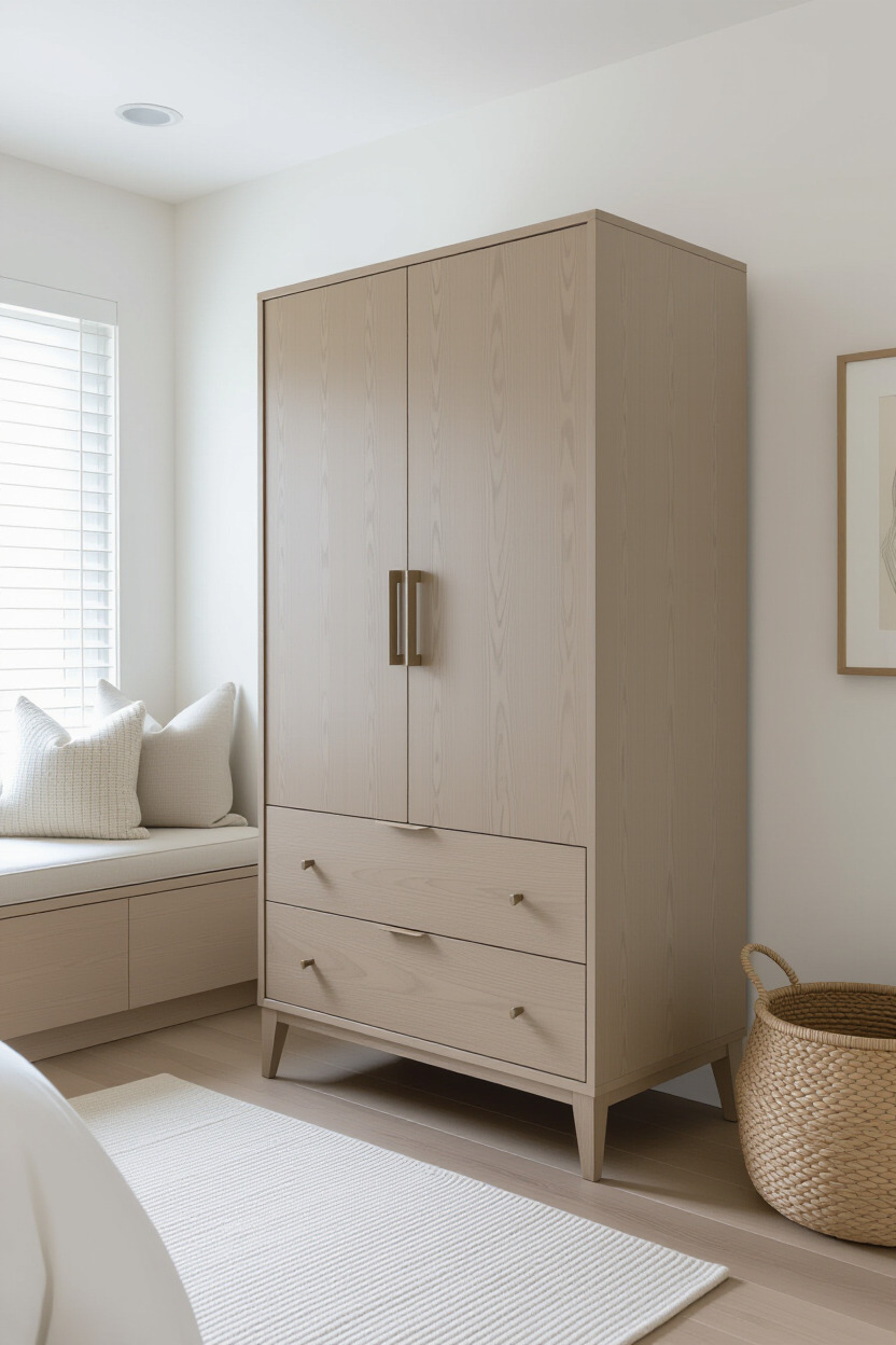 Minimalist almirah in a contemporary bedroom