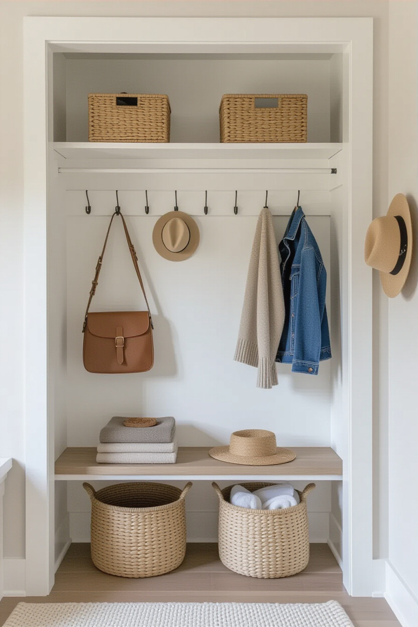 Hooks for accessories in a small closet