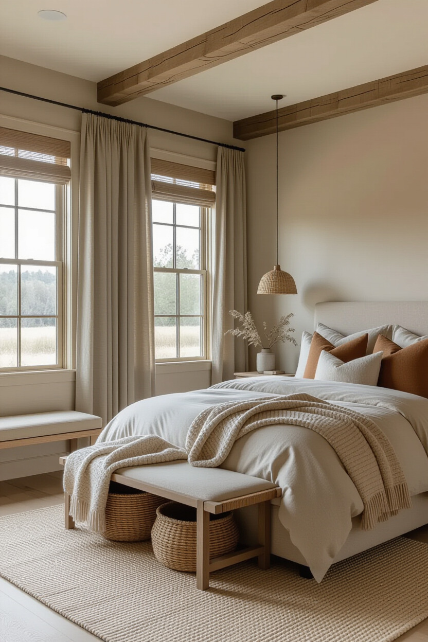 Earthy color palette in bedroom decor