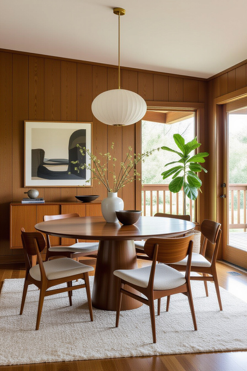 Mid-century modern dining room with iconic furniture pieces