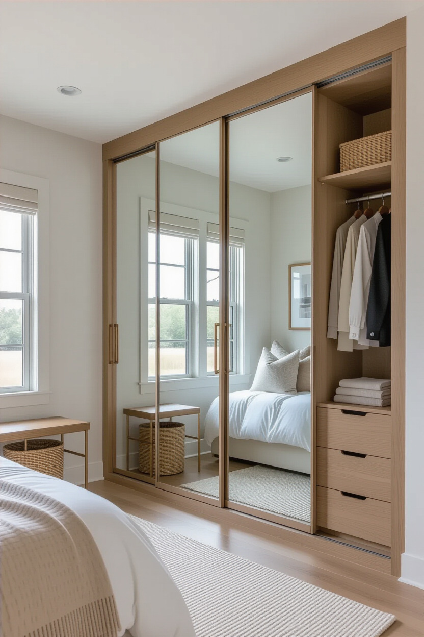 Sliding door wardrobe with mirrored panels