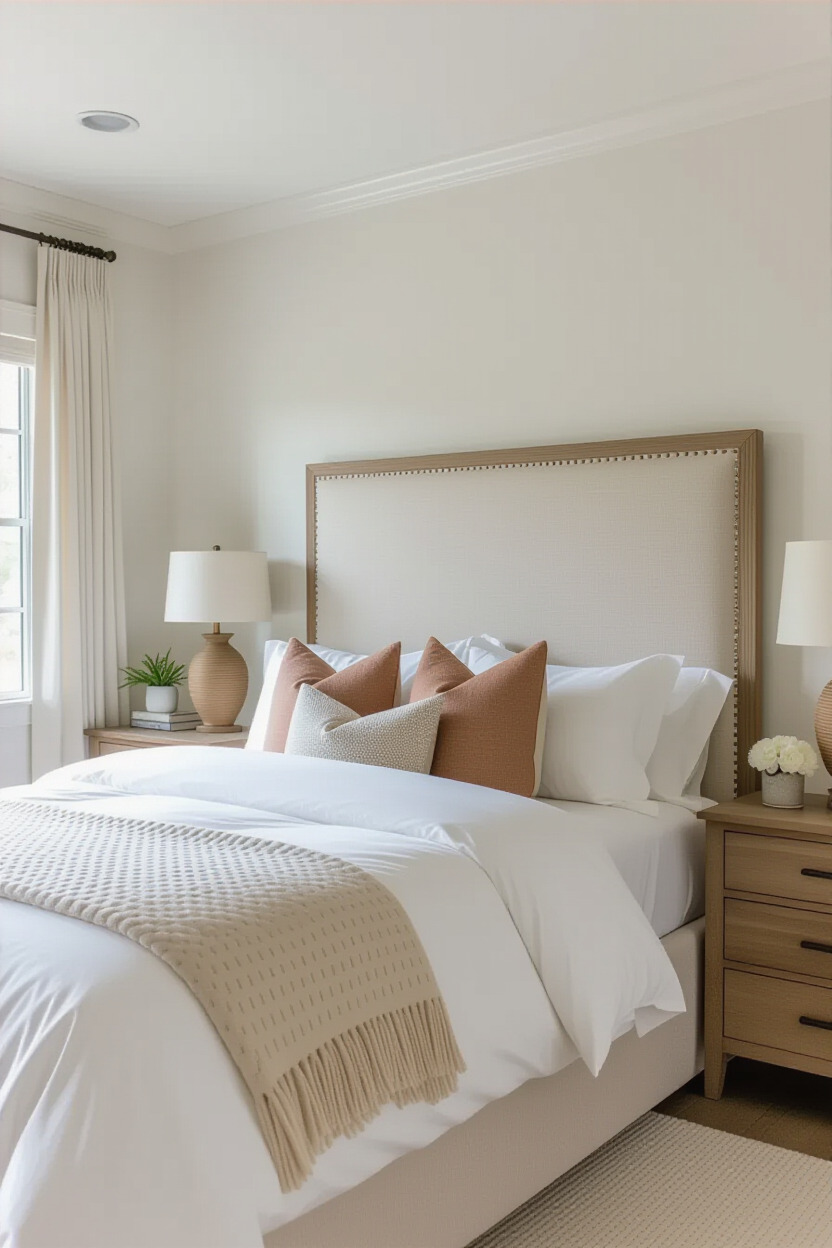 Statement headboard in a master bedroom