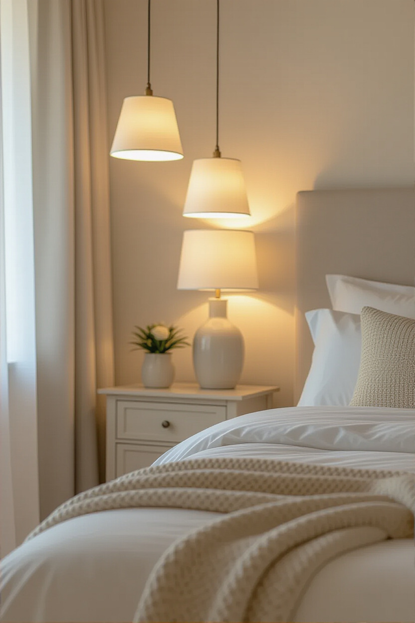 Soft lighting in a master bedroom