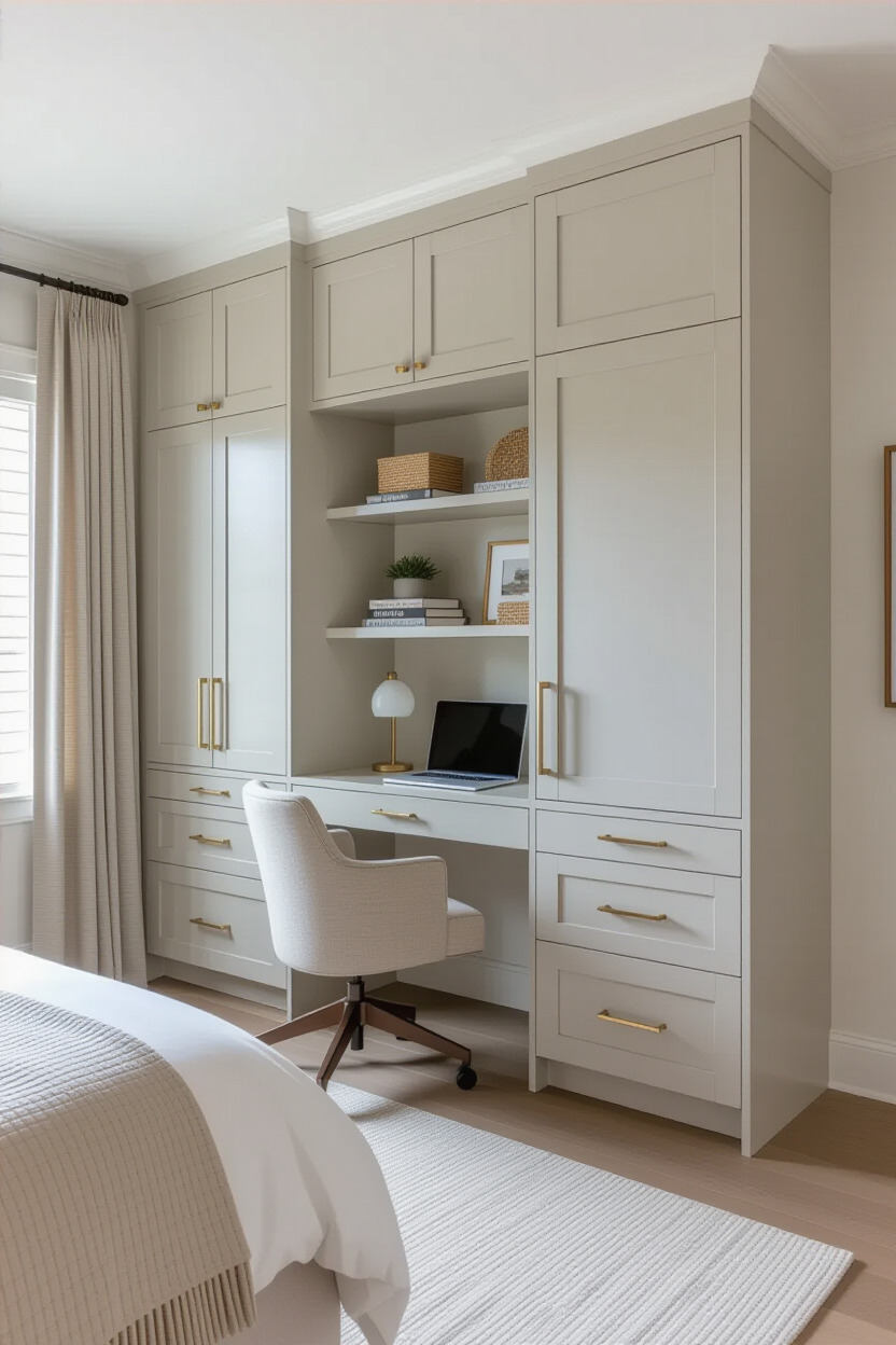 Multi-functional almirah with integrated desk space