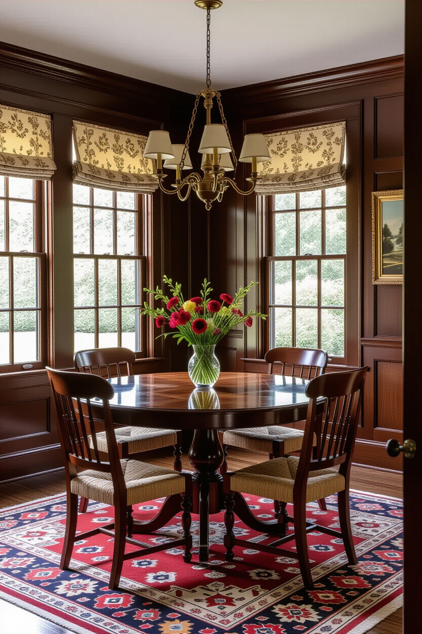 Traditional dining room with classic furniture and rich colors