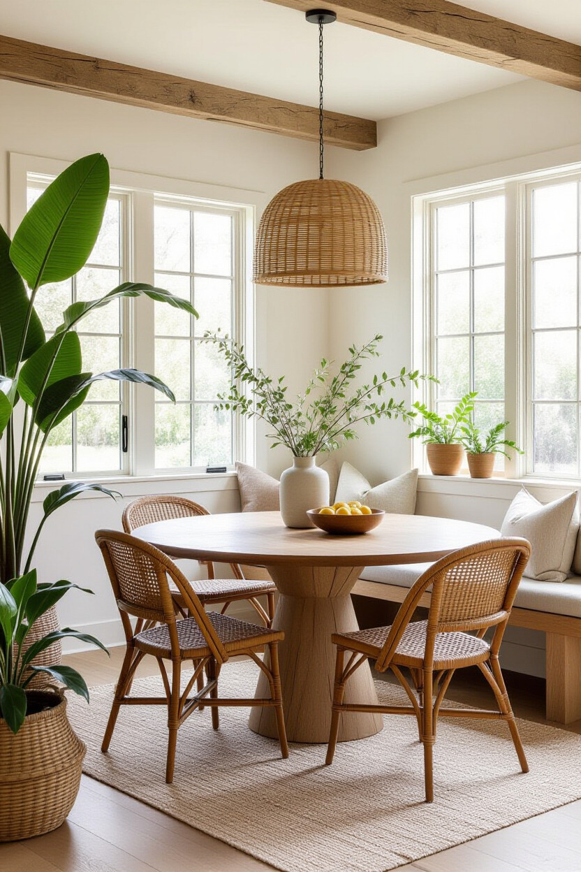 Dining room featuring plants and natural elements