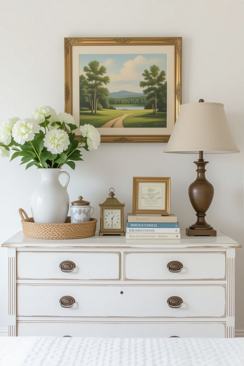 Charming vintage decor items in a bedroom