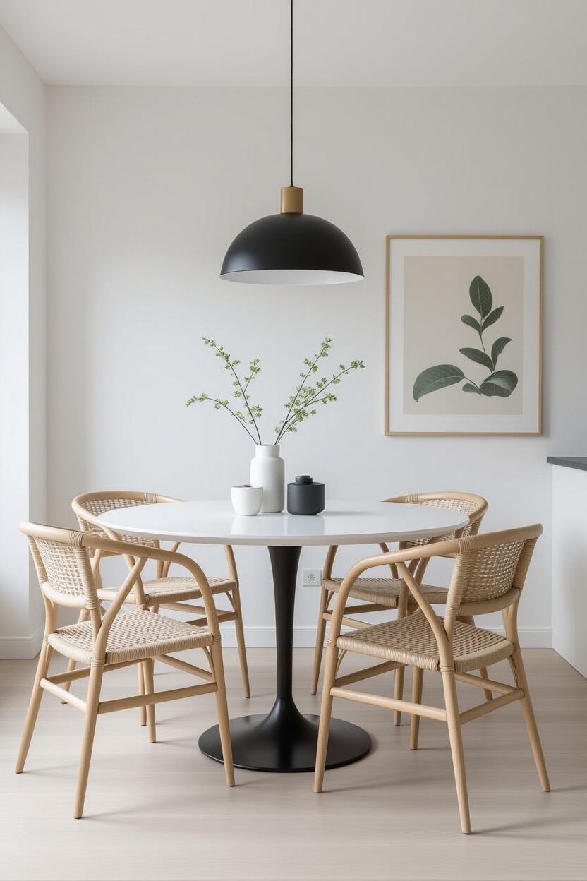Scandinavian style dining chairs in a modern home