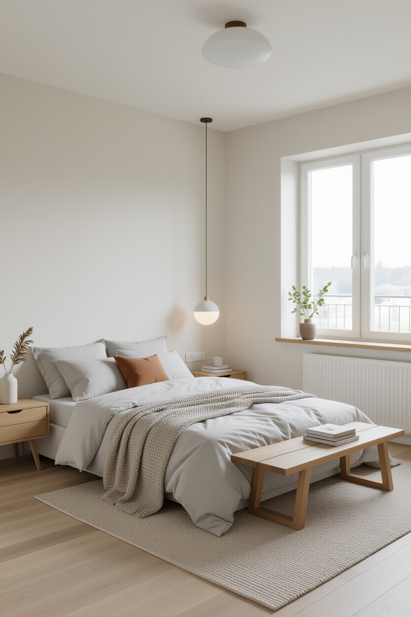 Sleek minimalist bedroom with simple decor