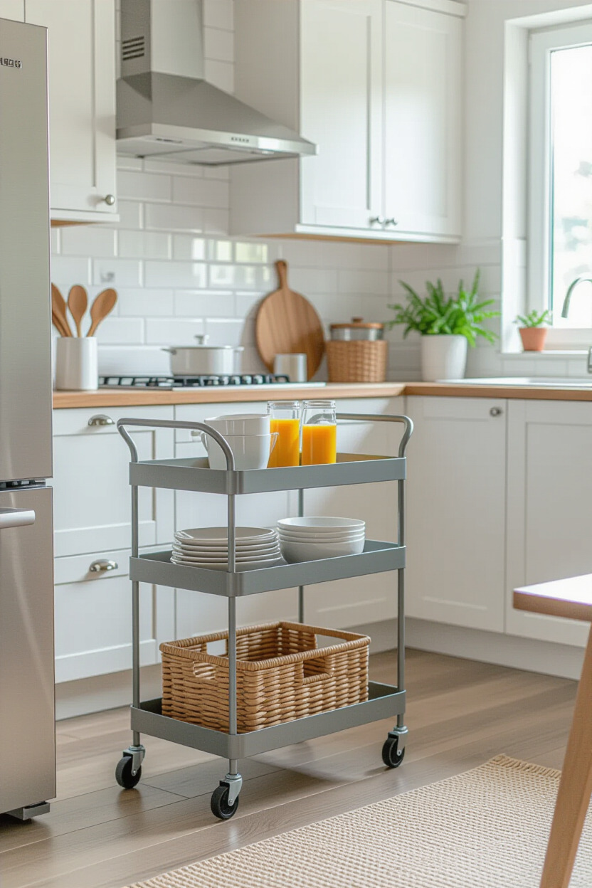 Rolling cart in a small kitchen