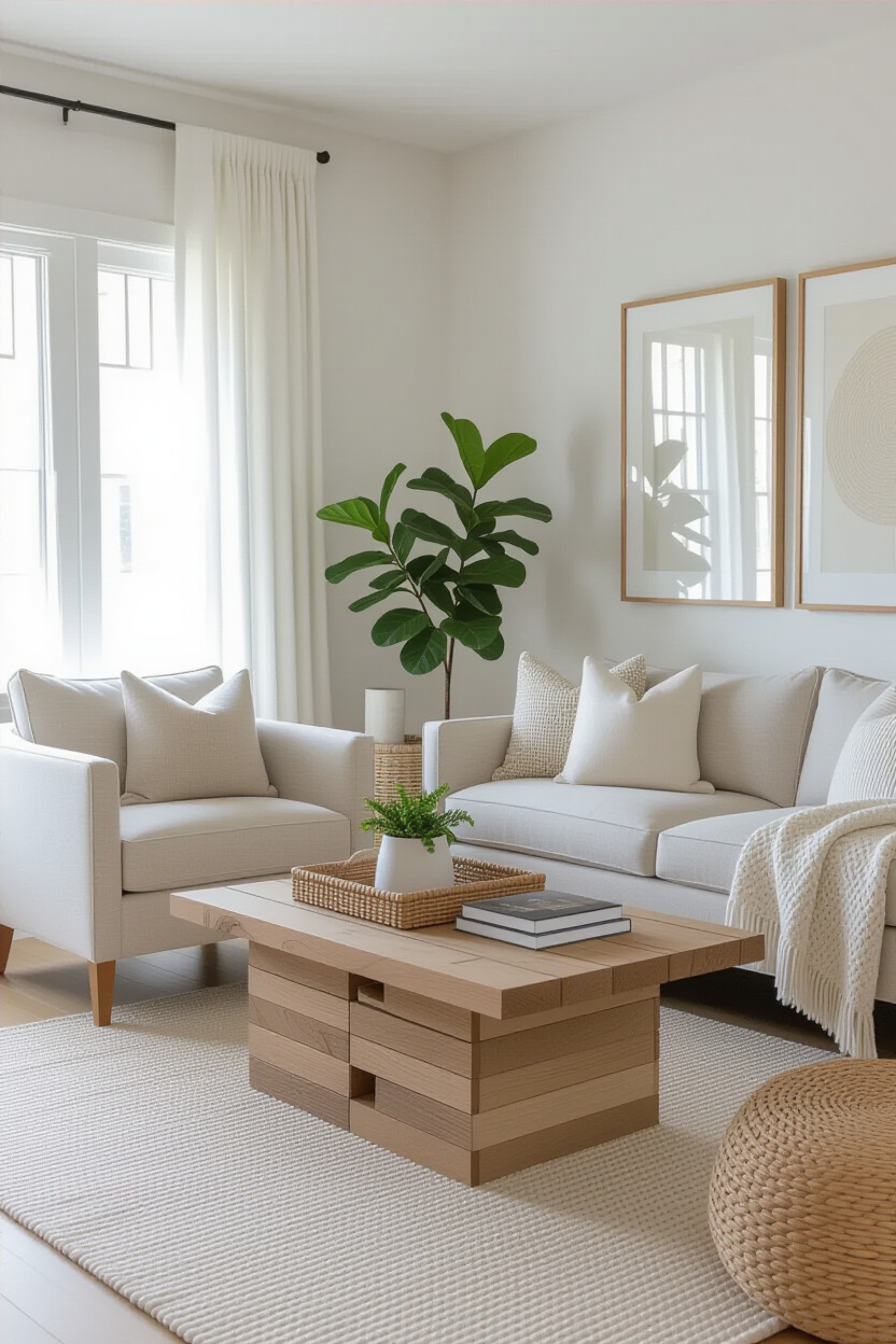 Light-colored furniture in a cozy living space