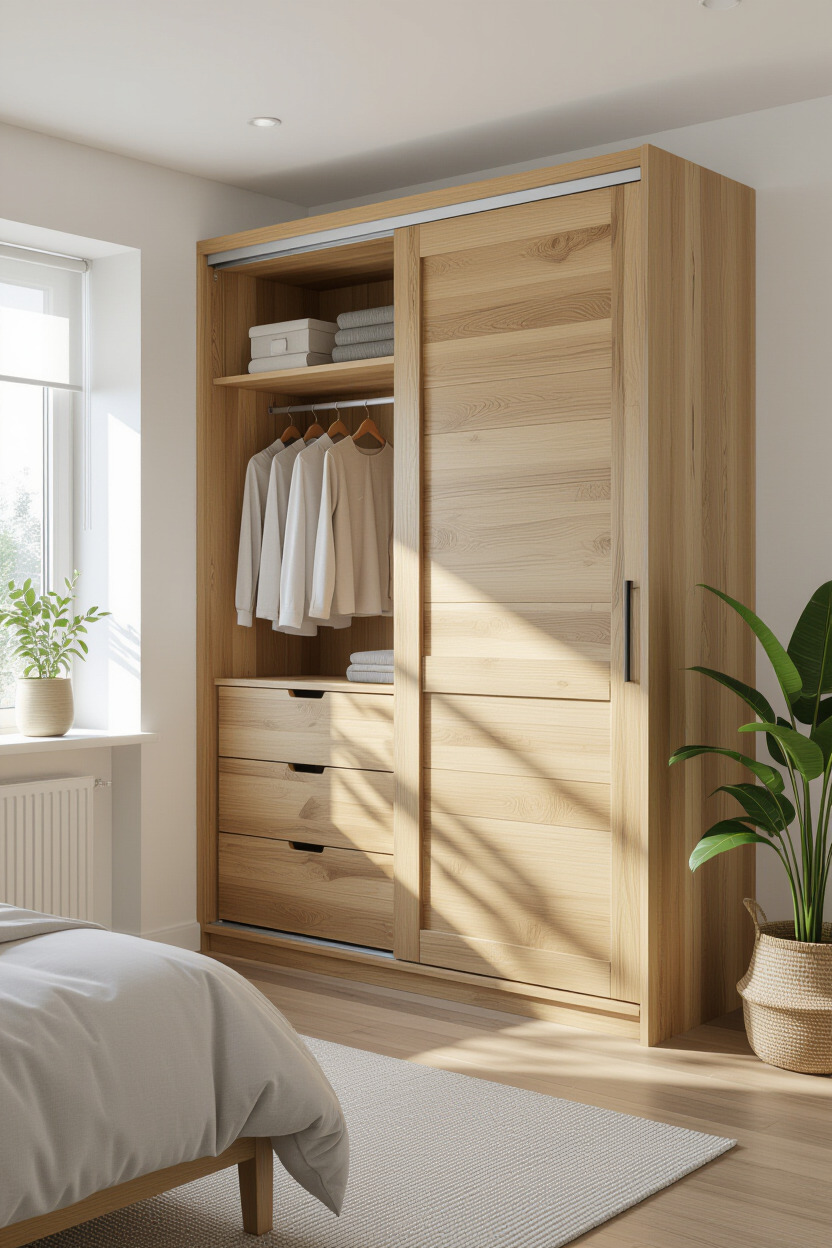 Eco-friendly sliding door wardrobe made from sustainable materials