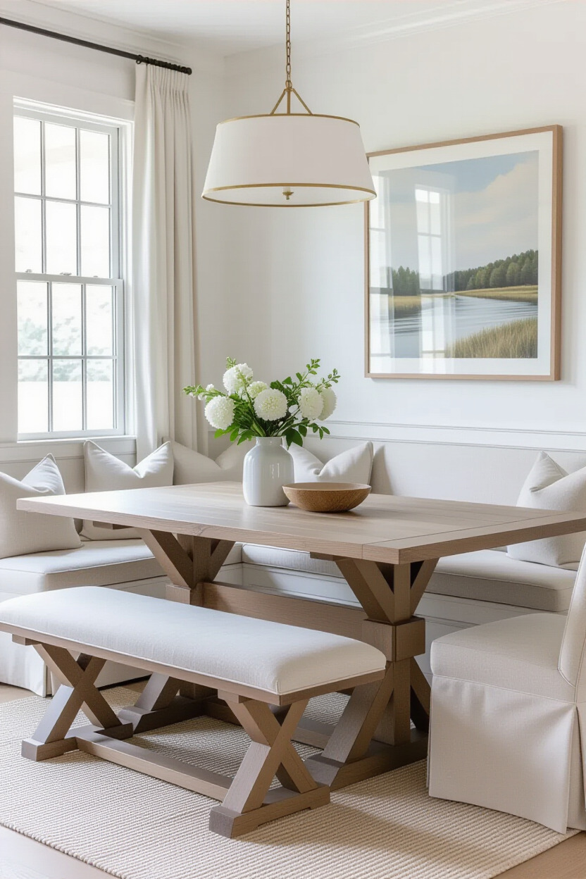 Elegant dining bench paired with a stylish table