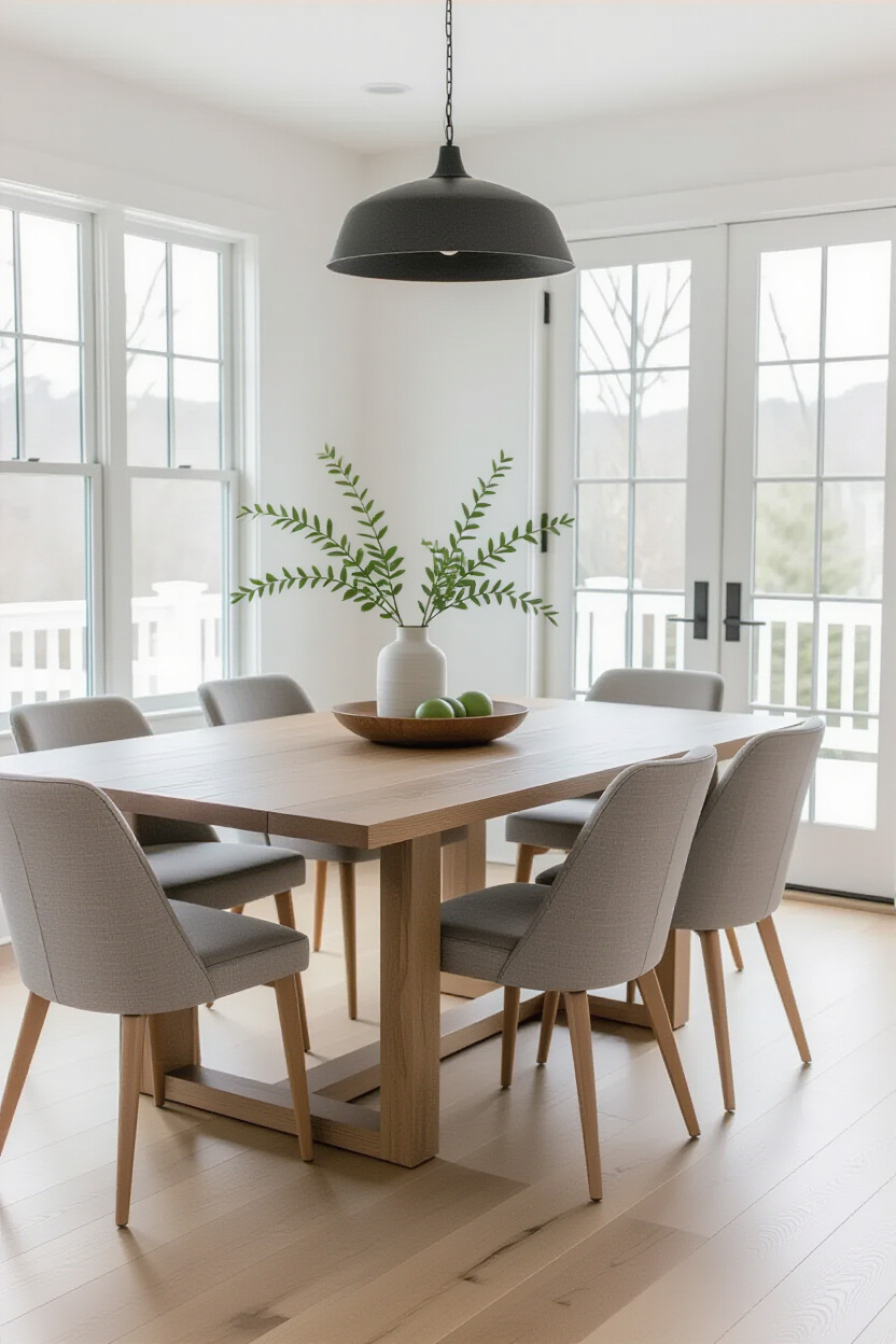 Modern dining chairs in Japandi dining room
