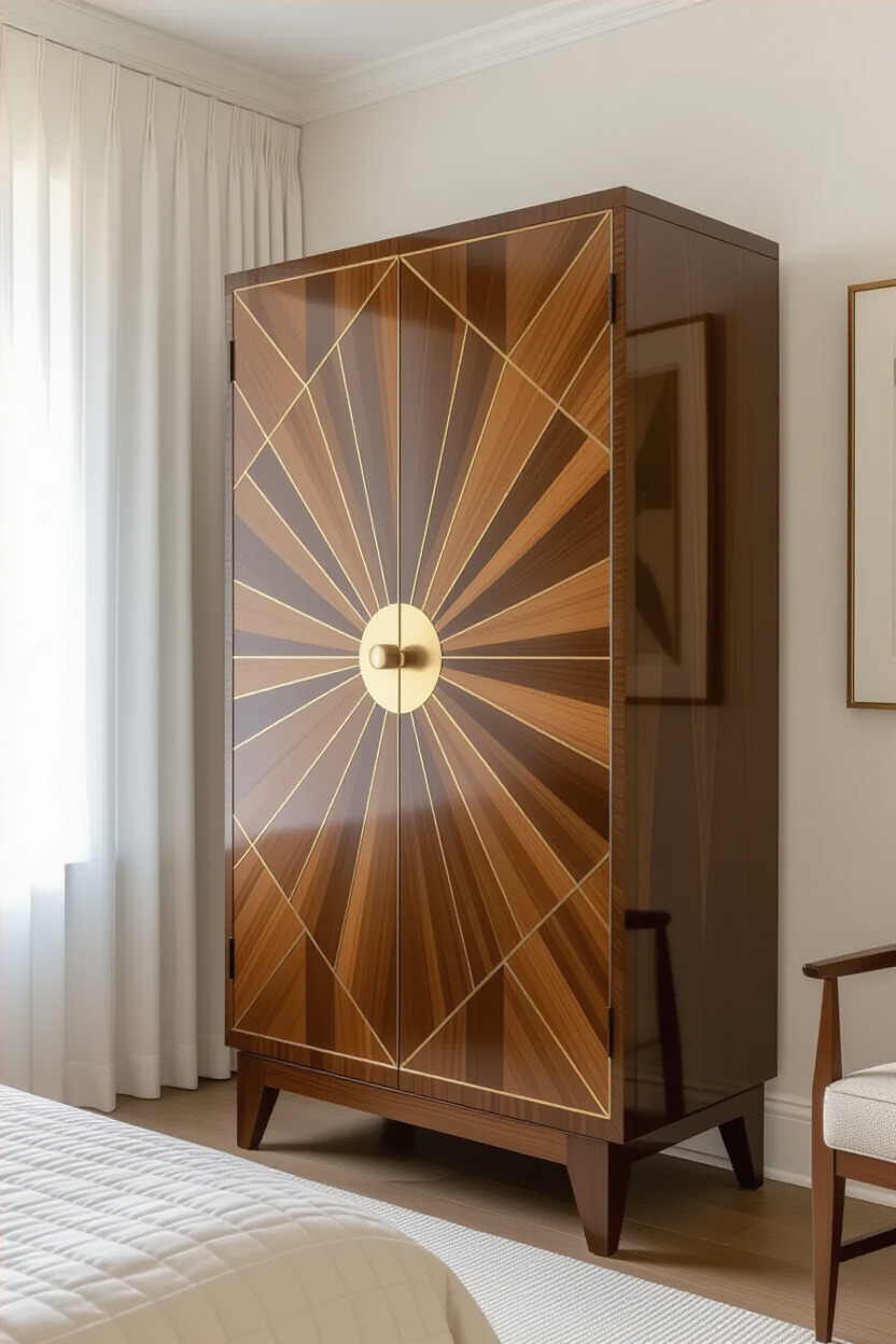 Art deco almirah with geometric patterns