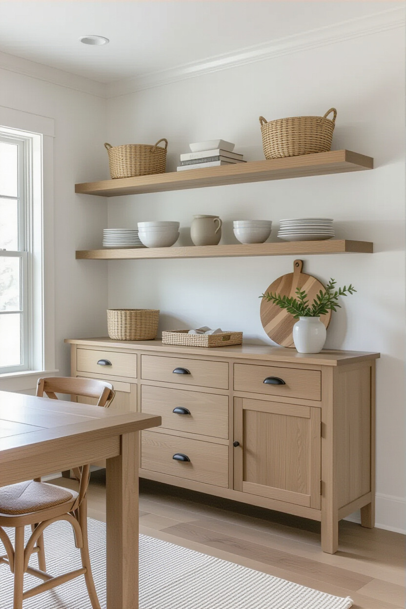 Dining room with chic storage furniture
