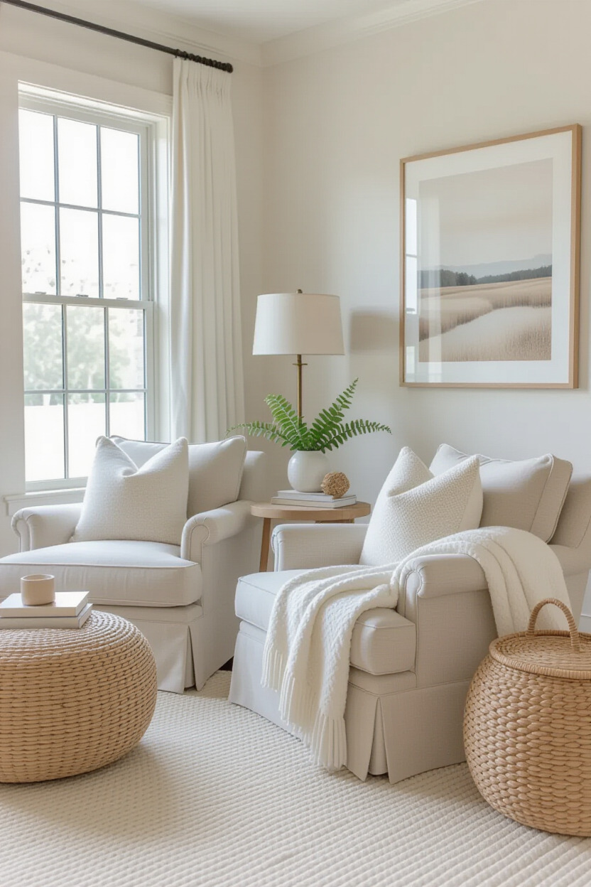 Comfortable seating area in a master bedroom
