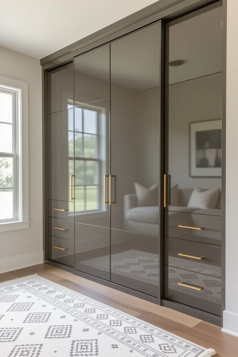 Sliding door wardrobe with luxurious finishes