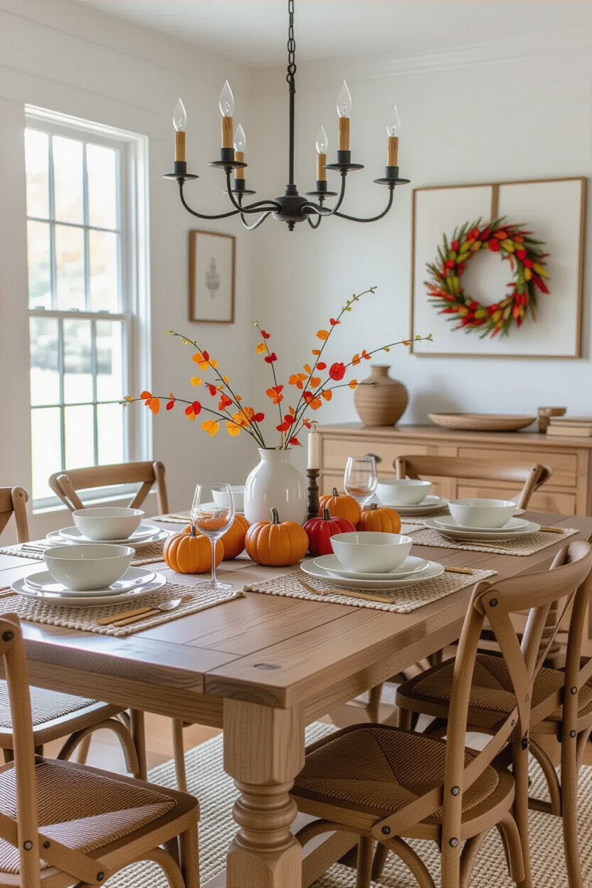 Dining room with seasonal decor elements
