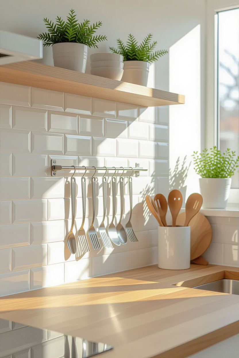 Magnetic strip for kitchen utensils