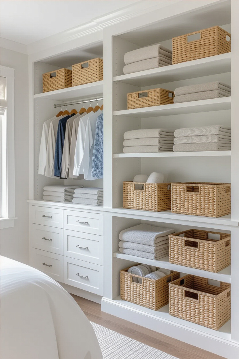 Chic storage solutions in a master bedroom