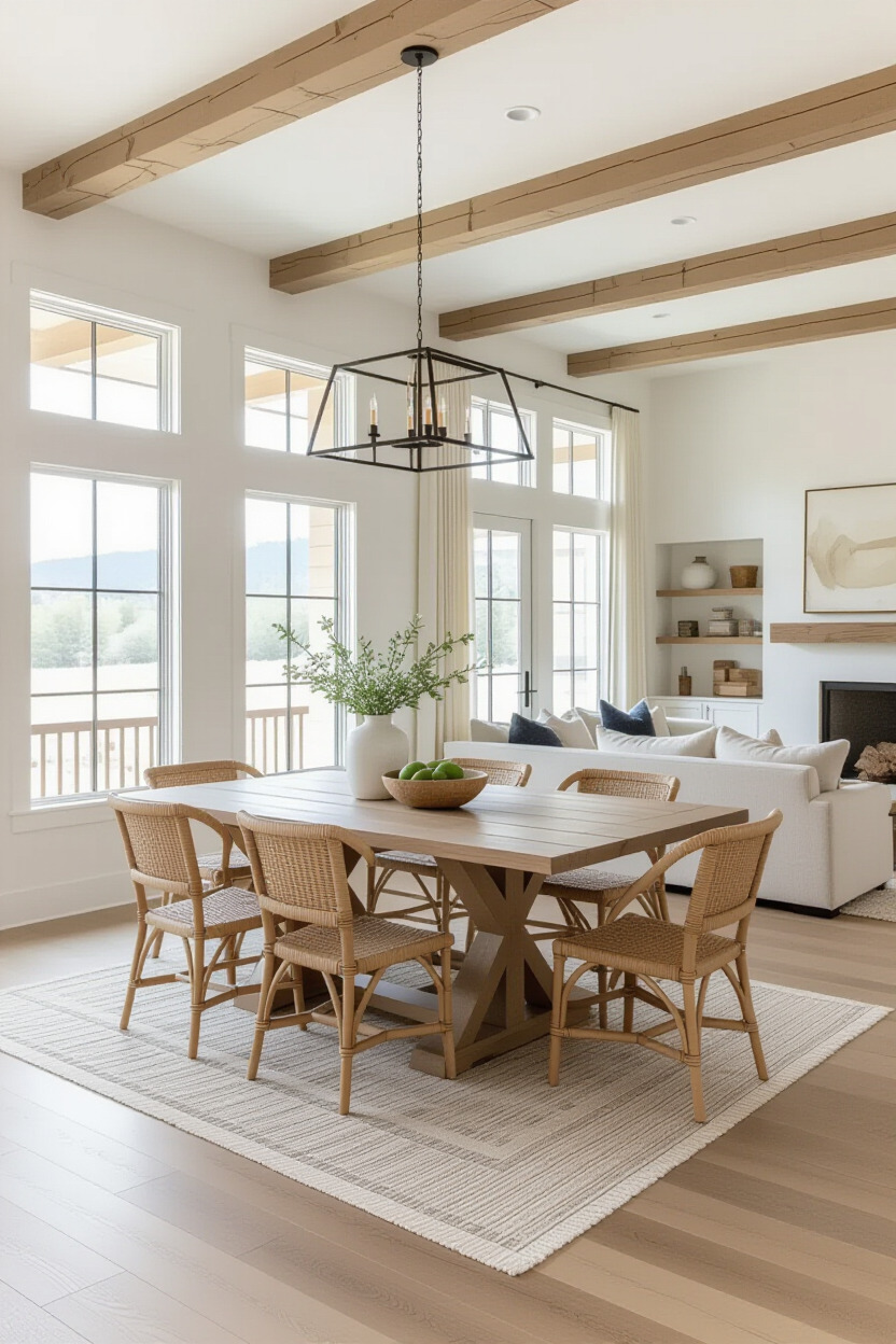 Open concept dining room seamlessly integrated with living space
