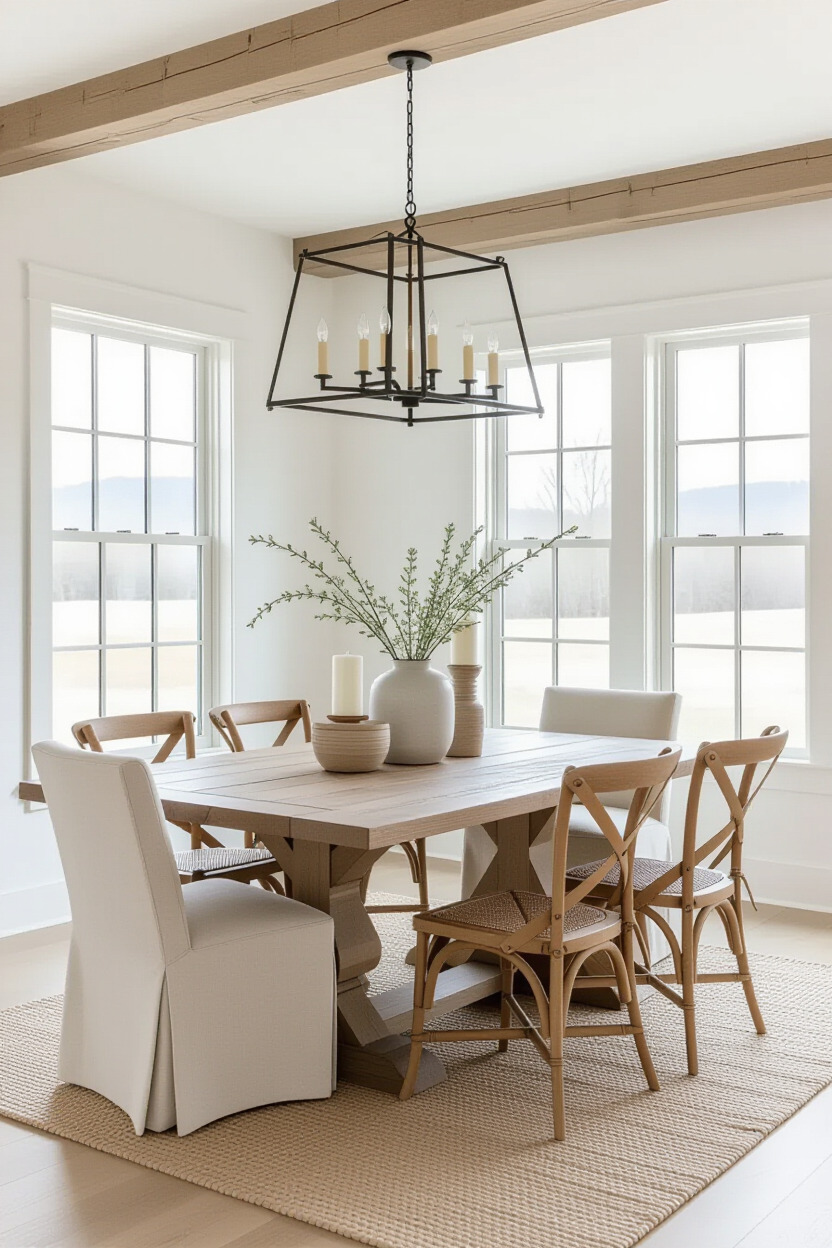 Dining room with layered lighting options