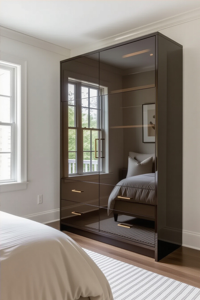Sophisticated high gloss almirah in a modern bedroom