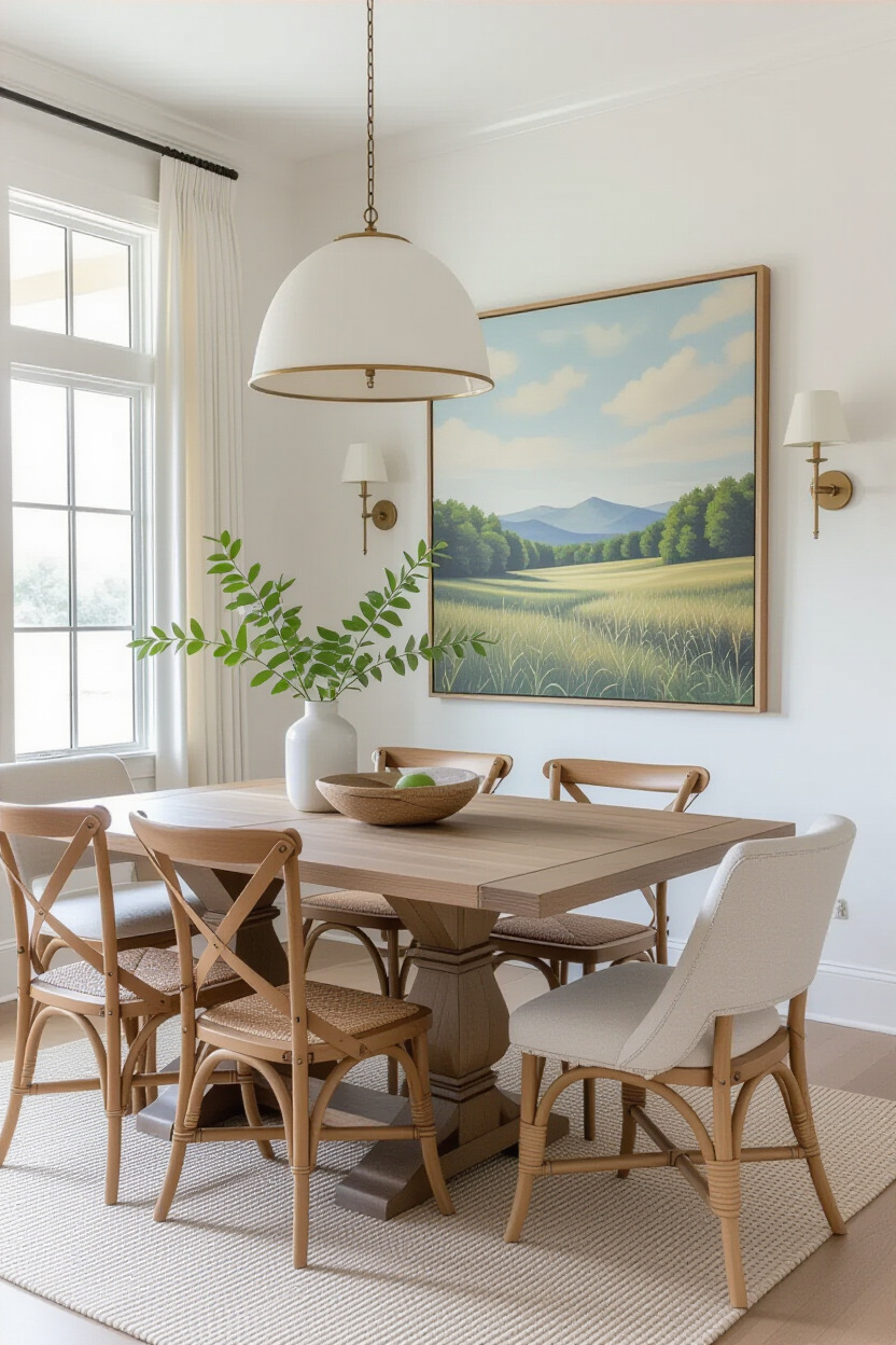 Dining room with wall art displays enhancing the decor