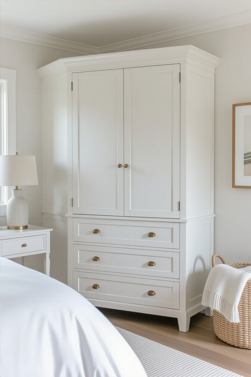 Stylish corner almirah maximizing bedroom space