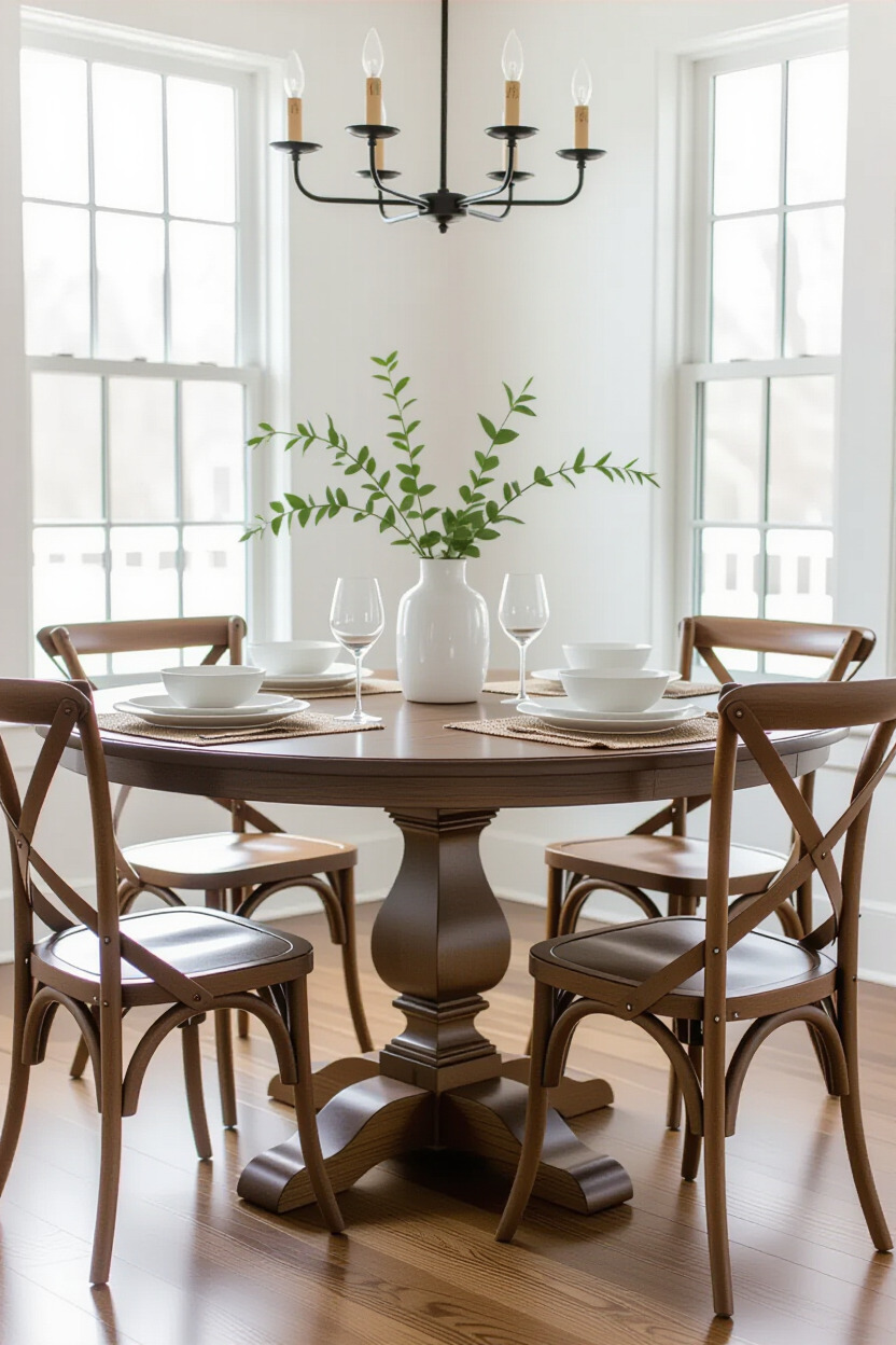 Elegant table setting in Japandi dining room