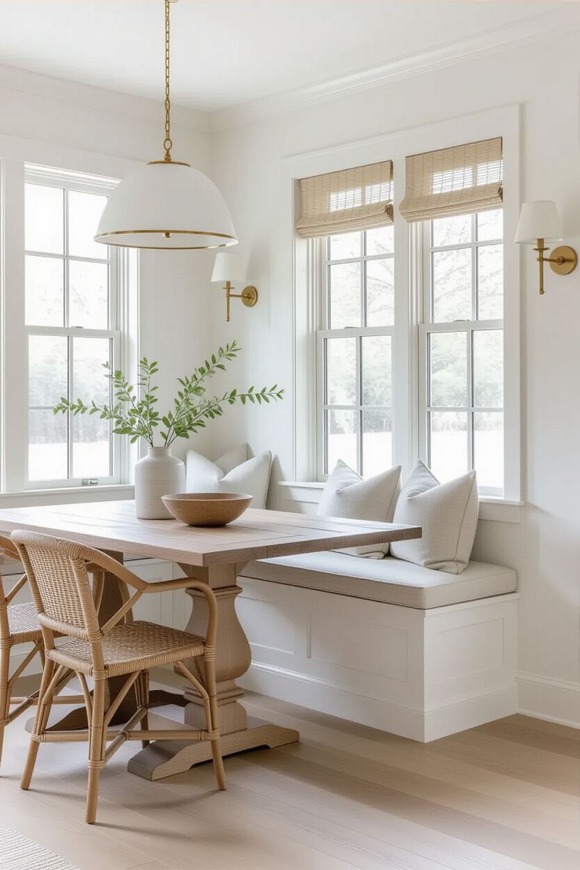 Built-in nook in a Japandi dining room
