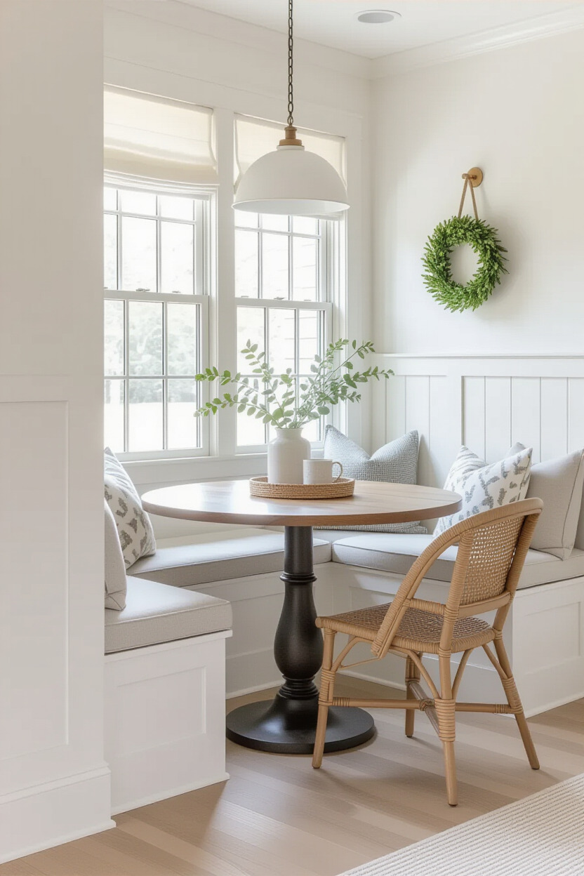 Cozy dining room corner nook with seating and decor