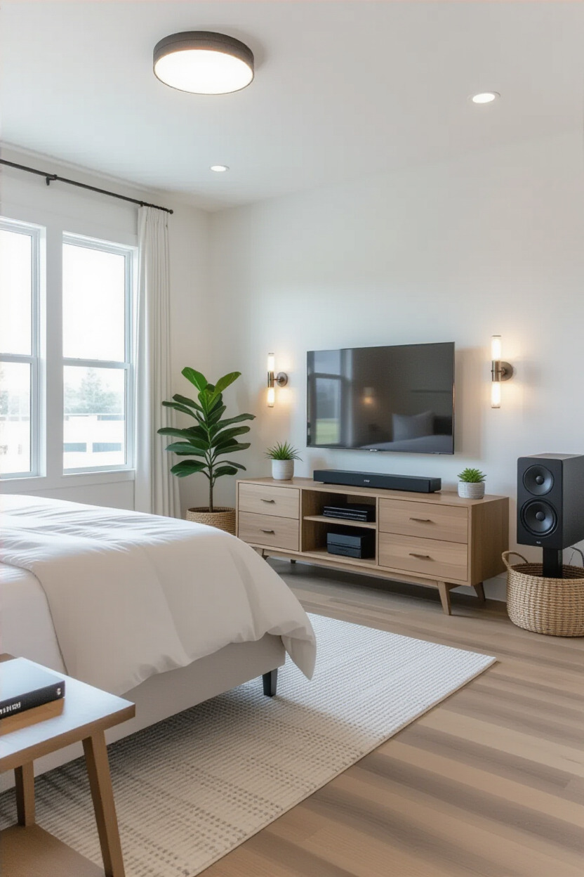 Bedroom with smart technology features