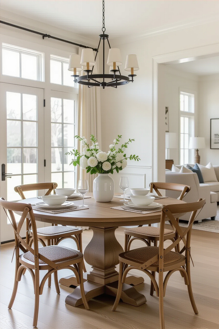 Dining room with chic table centerpieces enhancing decor