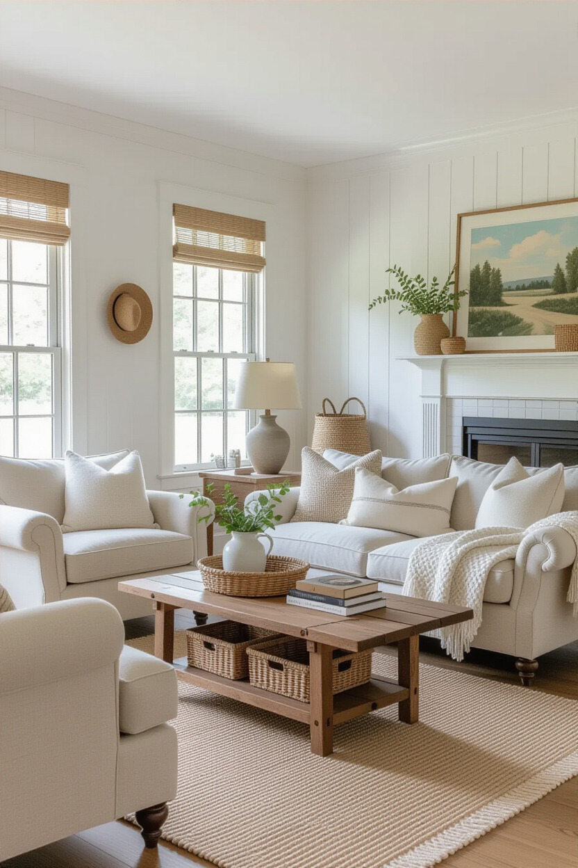 Cozy cottagecore living room with vintage decor