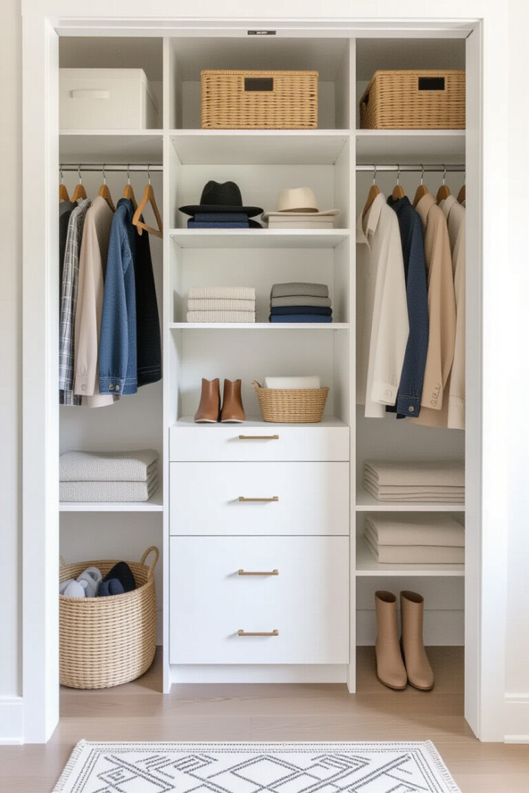 Stylish organized small closet with modern decor